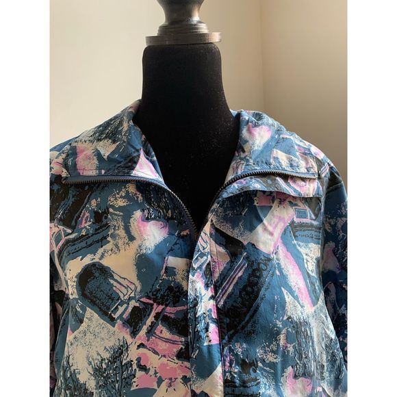 💙VINTAGE 100% SILK 90s WINDBREAKER - Picture 2 of 4
